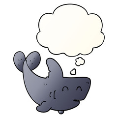cartoon shark and thought bubble in smooth gradient style