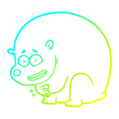 cold gradient line drawing cartoon bear