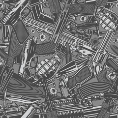 Vintage military weapons seamless pattern