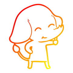 warm gradient line drawing cute cartoon elephant