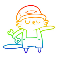 rainbow gradient line drawing cartoon cat builder