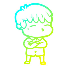 cold gradient line drawing cartoon curious boy