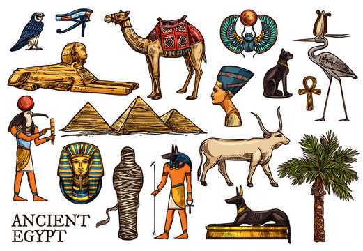 Ancient Egypt religion God, pharaon pyramid, mummy