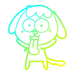 cold gradient line drawing cute cartoon dog