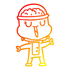 warm gradient line drawing happy cartoon robot waving