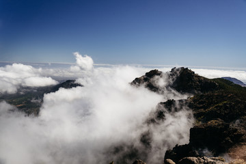 Nature and landscape of the Gran Canaria. Rocky mountains range, valleys. Pico de las Nieves.