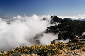 Nature and landscape of the Gran Canaria. Rocky mountains range, valleys. Pico de las Nieves.