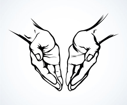 Praying hands. Vector drawing