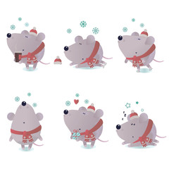 New year and winter rat character