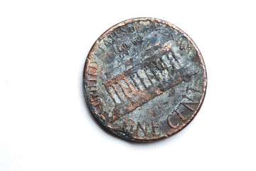 old coin isolated on white background