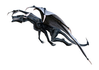 3D Rendering Fairy Tale Dragon on White