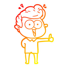 warm gradient line drawing cartoon staring man