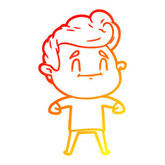 warm gradient line drawing happy cartoon man