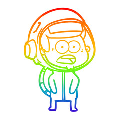 rainbow gradient line drawing cartoon surprised astronaut