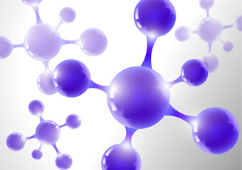 Chemical vector nanotechnology background with 3d macro molecules. Vector illustration for scientific, chemical, physical, educational and other projects.