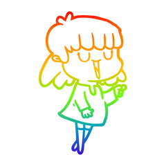 rainbow gradient line drawing cartoon woman laughing