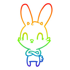 rainbow gradient line drawing cute cartoon rabbit