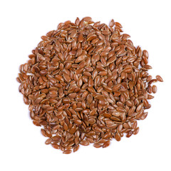 flax seeds cereal organic on white background isolation, top view