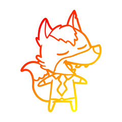 warm gradient line drawing cartoon office wolf laughing