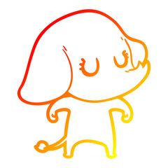warm gradient line drawing cute cartoon elephant