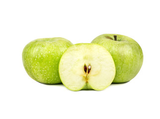 Green apple with half