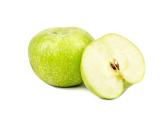 Green apple with half