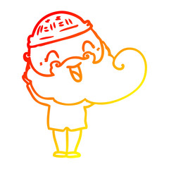 warm gradient line drawing happy bearded man