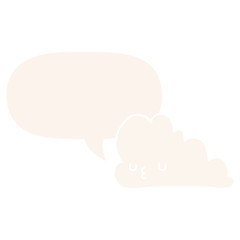 cute cartoon cloud and speech bubble in retro style