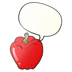 cartoon pepper and speech bubble in smooth gradient style