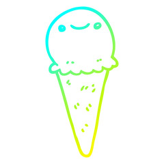 cold gradient line drawing cartoon ice cream