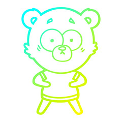cold gradient line drawing surprised polar bear cartoon