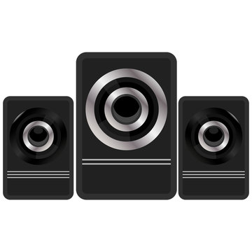 flat icon of music speakers for players, guitars, music tsentor, TVs, etc