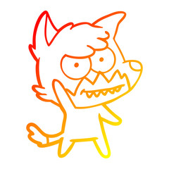 warm gradient line drawing cartoon grinning fox