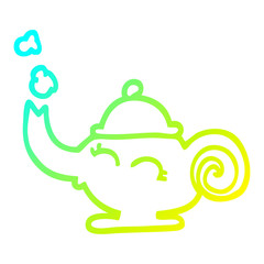 cold gradient line drawing cartoon magic lamp