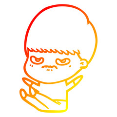 warm gradient line drawing cartoon boy