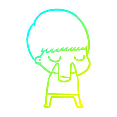 cold gradient line drawing cartoon calm boy