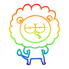 rainbow gradient line drawing cartoon bored lion