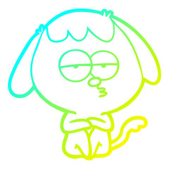 cold gradient line drawing cartoon bored dog
