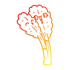 warm gradient line drawing cartoon salad leaves