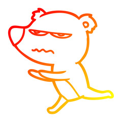 warm gradient line drawing angry bear cartoon running