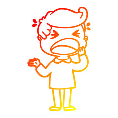 warm gradient line drawing cartoon shouting man