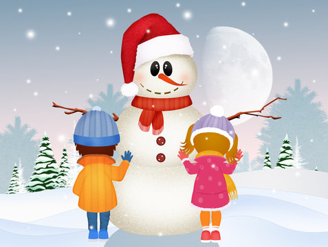 children make snowman