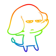 rainbow gradient line drawing annoyed cartoon elephant