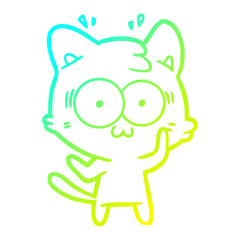 cold gradient line drawing cartoon surprised cat