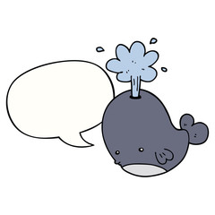 cartoon spouting whale and speech bubble