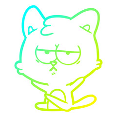 cold gradient line drawing bored cartoon cat