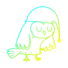 cold gradient line drawing cartoon owl sleeping