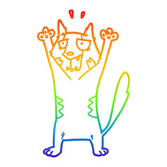 rainbow gradient line drawing cartoon panicking cat