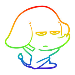 rainbow gradient line drawing annoyed cartoon elephant