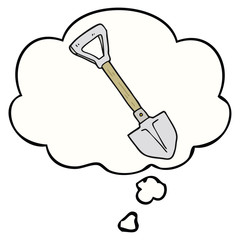 cartoon shovel and thought bubble